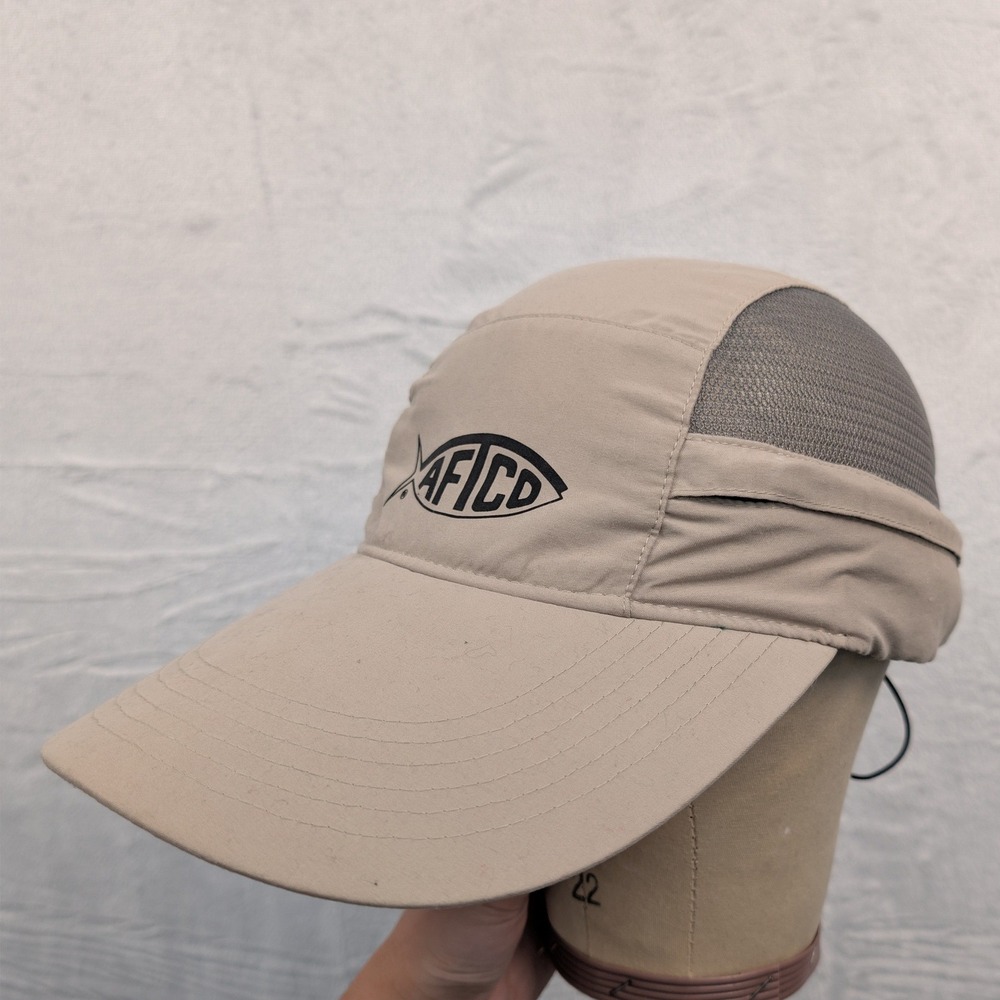 AFTCO Hat Men's One Size Tan Performance Mesh Bungee Activewear Fishing Outdoor